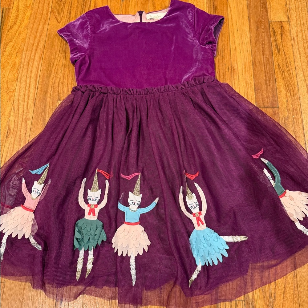 Mini Boden Plum Dress velvet & tulle